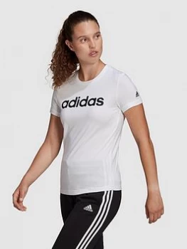 adidas Essentials Linear Slim T-Shirt - White/Black Size M Women