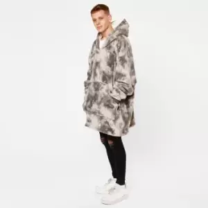 Dreamscene Tie-dye Hooded Blanket Oversized Wearable Sherpa Throw Charcoal Grey