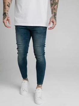 SikSilk Skinny Jean - Mid Wash, Size S, Men