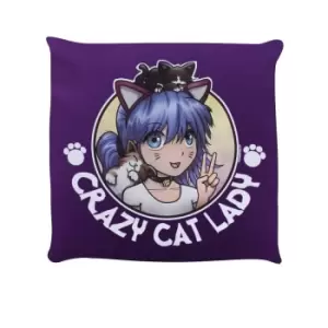 Grindstore Crazy Cat Lady Cushion (One Size) (Purple)