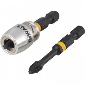 DEWALT Impact Torsion Bit and Magnetic Screwlock Sleeve PZ2 50mm Pack of 2