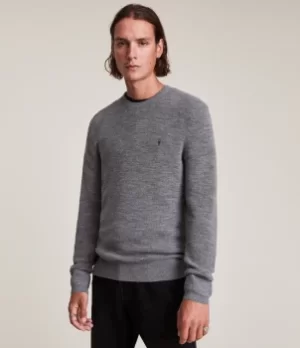 AllSaints Mens Ivar Merino Crew Jumper, Grey, Size: XL