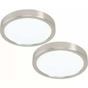 2 pack Wall / Ceiling Light Satin Nickel 210mm Round Surface 16.5W LED 4000K