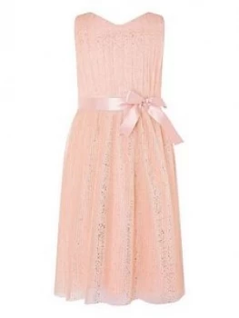 Monsoon Girls Foil Tulle Wrap Dress - Pink, Size 4 Years, Women