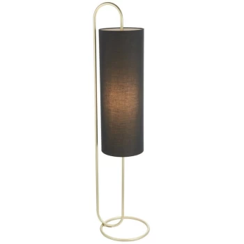 Merano Arenzano Floor Lamp Antique Brass Paint & Black Fabric