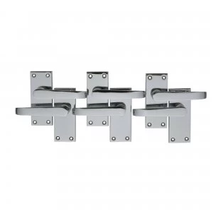 Wickes New York Victorian Straight Latch Door Handle Set - Chrome 3 Pairs