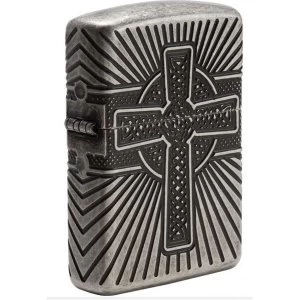 Zippo Unisexs Celtic Cross Design Antique Silver Windproof Lighter