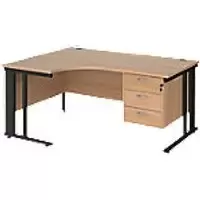 Dams International Left Hand Ergonomic Desk MCM16ELP3KB 1,600 x 1,200 x 725 mm