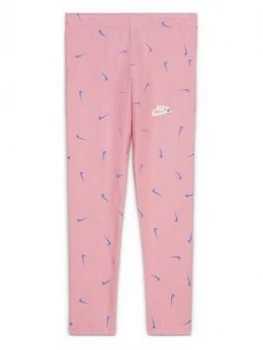 Nike Girls Nike Favorites Aop Legging, Pink, Size XS, 6-8 Years