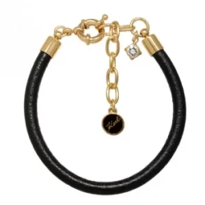 Ladies Karl Lagerfeld Gold Plated Leather Charm Bracelet