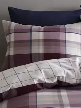 Catherine Lansfield Check Brushed Pillowcase Pair In Plum