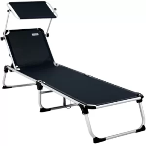 Sun Lounger Aluminium Adjustable Canopy Sunshade Anthracite