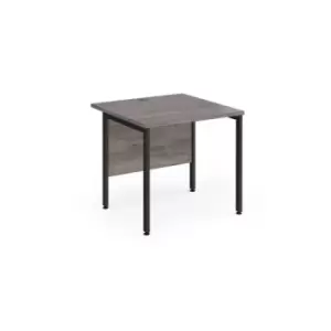 Maestro 25 straight desk 800mm x 800mm - Black H-frame leg and grey oak top