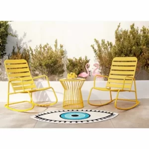 Roberta Mid Century Rocker 3 Piece Set, Yellow