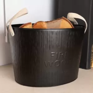 Snug - Fireside Spruce Black Embossed Firewood Bucket Black