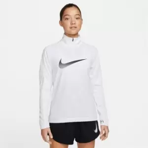 Nike Dri-FIT Swoosh Womens Half-Zip Long Sleeve Top - White