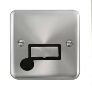 Click Scolmore Deco Plus Satin Chrome 1 Gang Fused Connection Unit 13A With Black Ingot - DPSC550BK