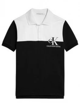 Calvin Klein Jeans Boys Short Sleeve Monogram Block Polo