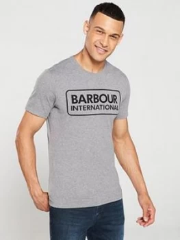 Barbour International Essential Large Logo T-Shirt - Grey, Anthracite, Size XL, Men