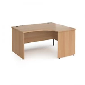 Dams International Right Hand Ergonomic Desk with Beech Coloured MFC Top and Graphite Panel Ends and Silver Frame Corner Post Legs Contract 25 1400 x