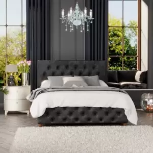 Luna Ottoman Storage Bed, Mirazzi Velvet, Black King - Laurence Llewelyn-bowen