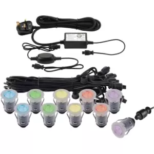 Recessed Decking IP67 Smart Guide Light Kit - 10 x 0.75W RGB LED Module