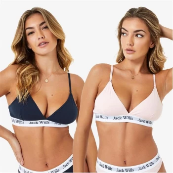 Jack Wills Biddstone Multipack Bralette 2 Pack - Pink/Navy