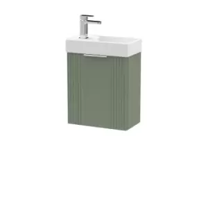 Nuie Deco Compact 400mm Wall Hung Cabinet & Basin - Satin Green