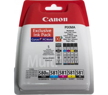 Canon PGI580XL Black and CLI581 Tri Colour Ink Cartridge