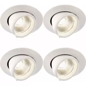 4 pack Fully Adjustable Ceiling Downlight - 15W Cool White LED - Matt White