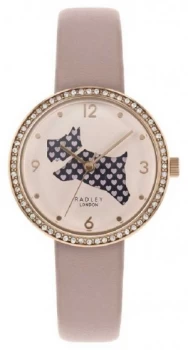 Radley Womens Pink Leather Strap Cut Out Dog Dial Watch