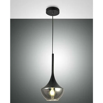 Fabas Luce Lighting - Fabas Luce Apollo Dome Pendant Ceiling Lights Black Glass, E27