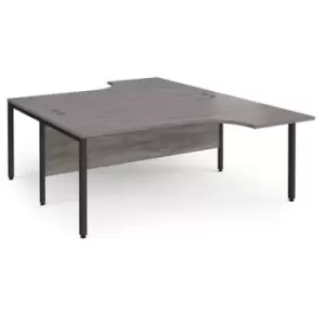 Maestro 25 back to back ergonomic desks 1800mm deep - Black bench leg frame and grey oak top