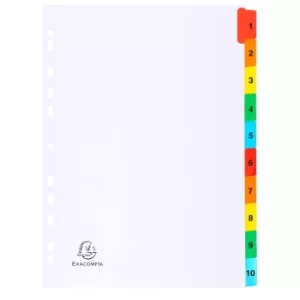 Exacompta Indices Dividers A4, 10 Part 1-10 White, Pack of 20