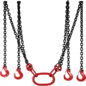 VEVOR 4M Lifting Chain Sling, 8MM Hanging Lift Chain, 5T Capacity G80 Alloy Steel Engine Chain Hoist Lifts Heavyy Duty 5 Ton with 4 Leg Grab Hooks and