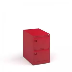 Steel 2 drawer executive filing cabinet 711mm high - red