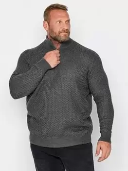 BadRhino Textured 1/4 Zip Charocal, Grey, Size 3XL, Men