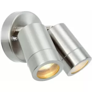 IP44 Outdoor Adjustable Spotlight Brushed Steel Twin GU10 Dimmable Up Down light