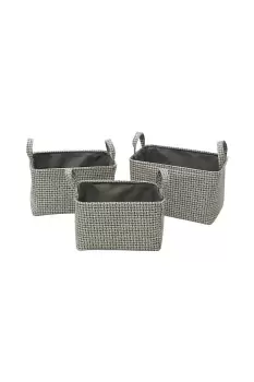 Silva Rectangular Fabric Storage Baskets with Handles Set of 3 Grey