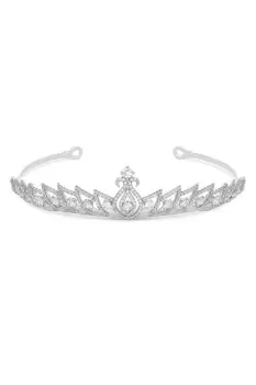 Rhodium Plated Cubic Zirconia Tiara - Gift Pouch