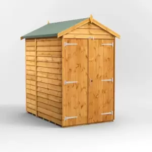 6x4 Power Overlap Windowless Apex Double Door Garden Shed