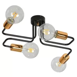 Emibig Veken Black/Copper Multi Arm Semi Flush Ceiling light 4x E27