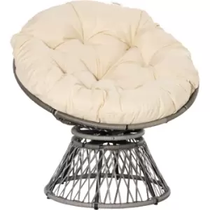 Outsunny - 360° Swivel Rattan Papasan Moon Bowl Chair Round Outdoor w/ Padded Beige - Beige