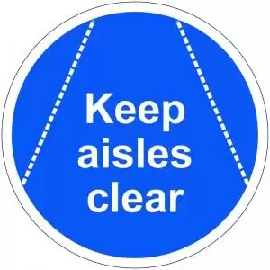 Keep Aisles Clear Floor Graphic adheres to most smooth clean flat