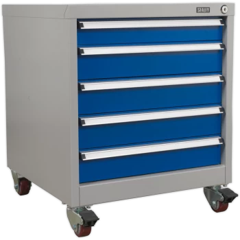 Sealey Premier Industrial Mobile Cabinet 5 Drawer Blue / Grey