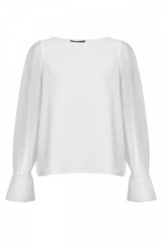 French Connection Phyliss Sheer Jersey Top Winter White