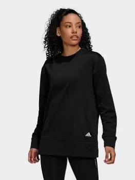 adidas AEROREADY Crewneck Sweatshirt - Black/White, Size S, Women