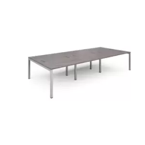 Connex triple back to back desks 3600mm x 1600mm - silver frame and grey oak top