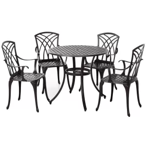 Outsunny Cast Aluminium 2-Seater Outdoor Garden Table & Chair Set Brown