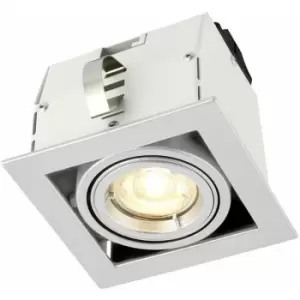 Loops - Single Square Adjustable Head Ceiling Spotlight Silver GU10 7W Box Downlight